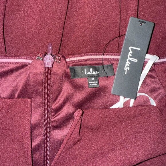 NWT LULUS Burgundy Off-the-Shoulder Skater A-Line Mini Dress Womens Sz M NWT - Picture 14 of 15